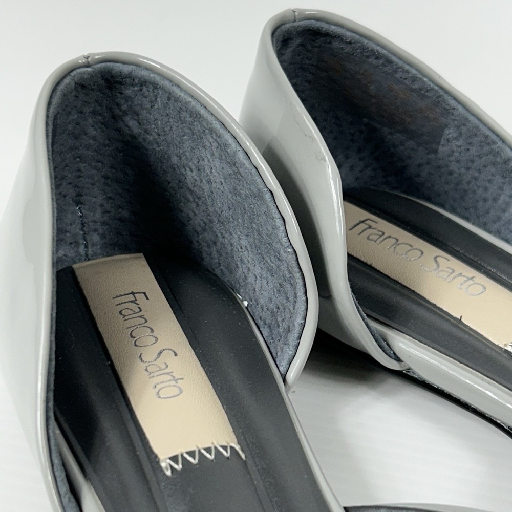 Franco Sarto Size 7.5 Hadley Pointed Toe Flats Patent Gloss Grey $89 Shoes NEW - Picture 9 of 11